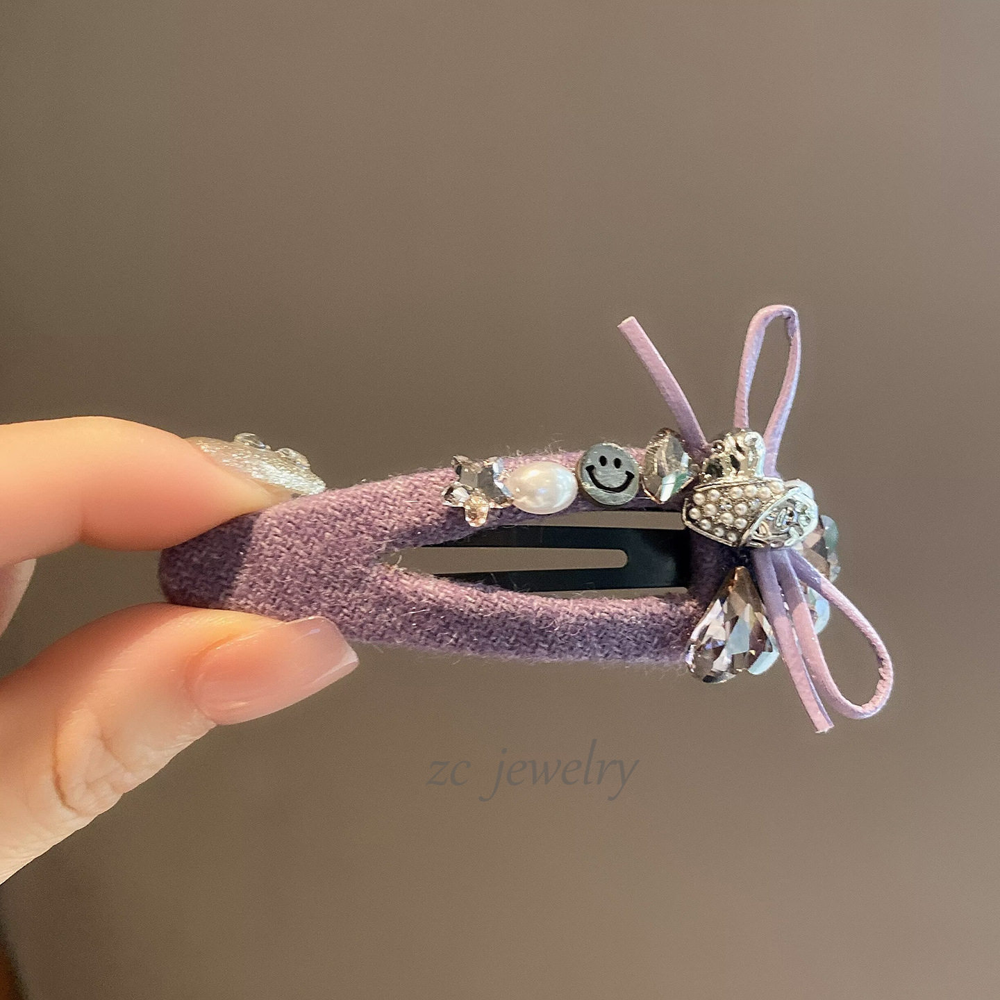 韩版东大门紫色蝴蝶结爱心边夹高级感精致轻奢高档气质刘海侧边夹,淘宝优惠券,粉丝福利购,淘宝优惠卷