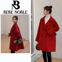 BEBE NOBLE RED FASHION SUPERIOR Thickened Fur Coats Coats Bride wedding Back to door Little Subway