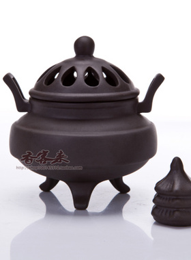 陶瓷三足鼎紫砂茶道熏香炉