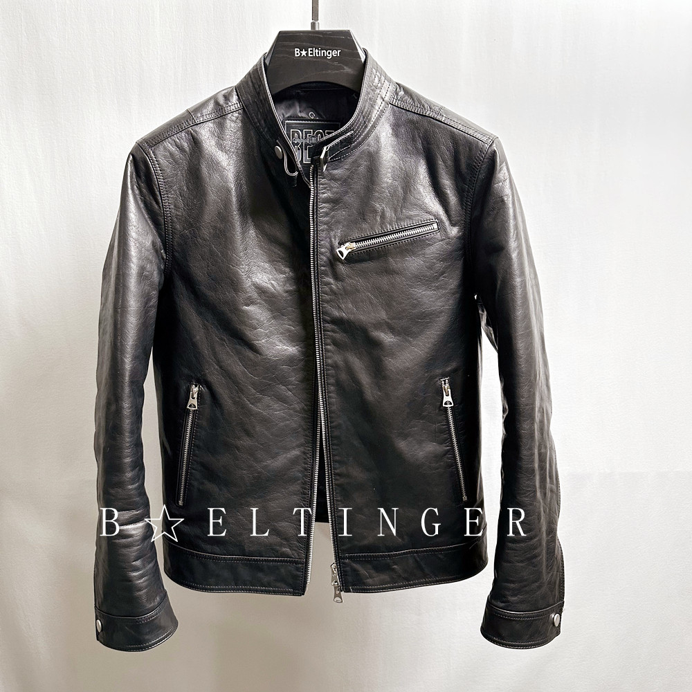 新款春秋季真牛皮油蜡真皮皮衣男修身短款夹克立领机车休闲外套潮,淘宝优惠券,粉丝福利购,淘宝优惠卷