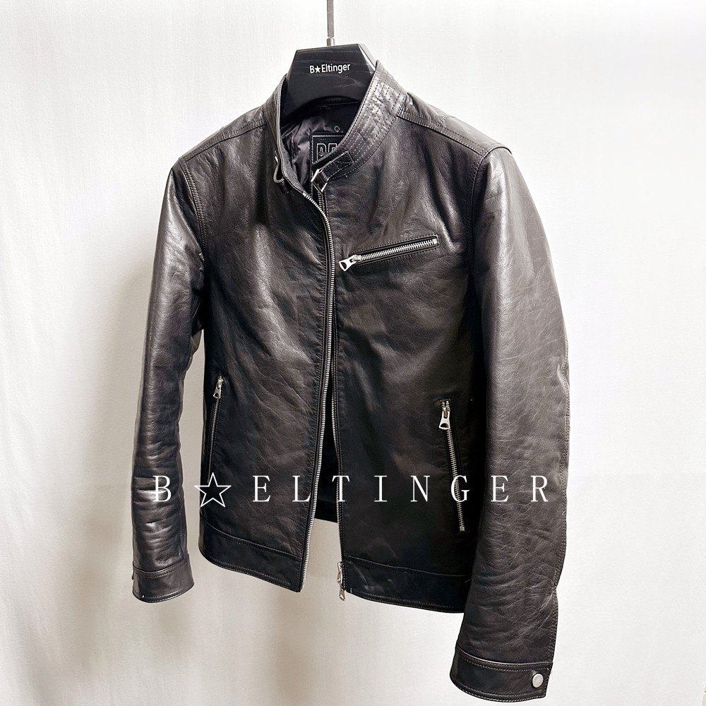 新款春秋季真牛皮油蜡真皮皮衣男修身短款夹克立领机车休闲外套潮,淘宝优惠券,粉丝福利购,淘宝优惠卷