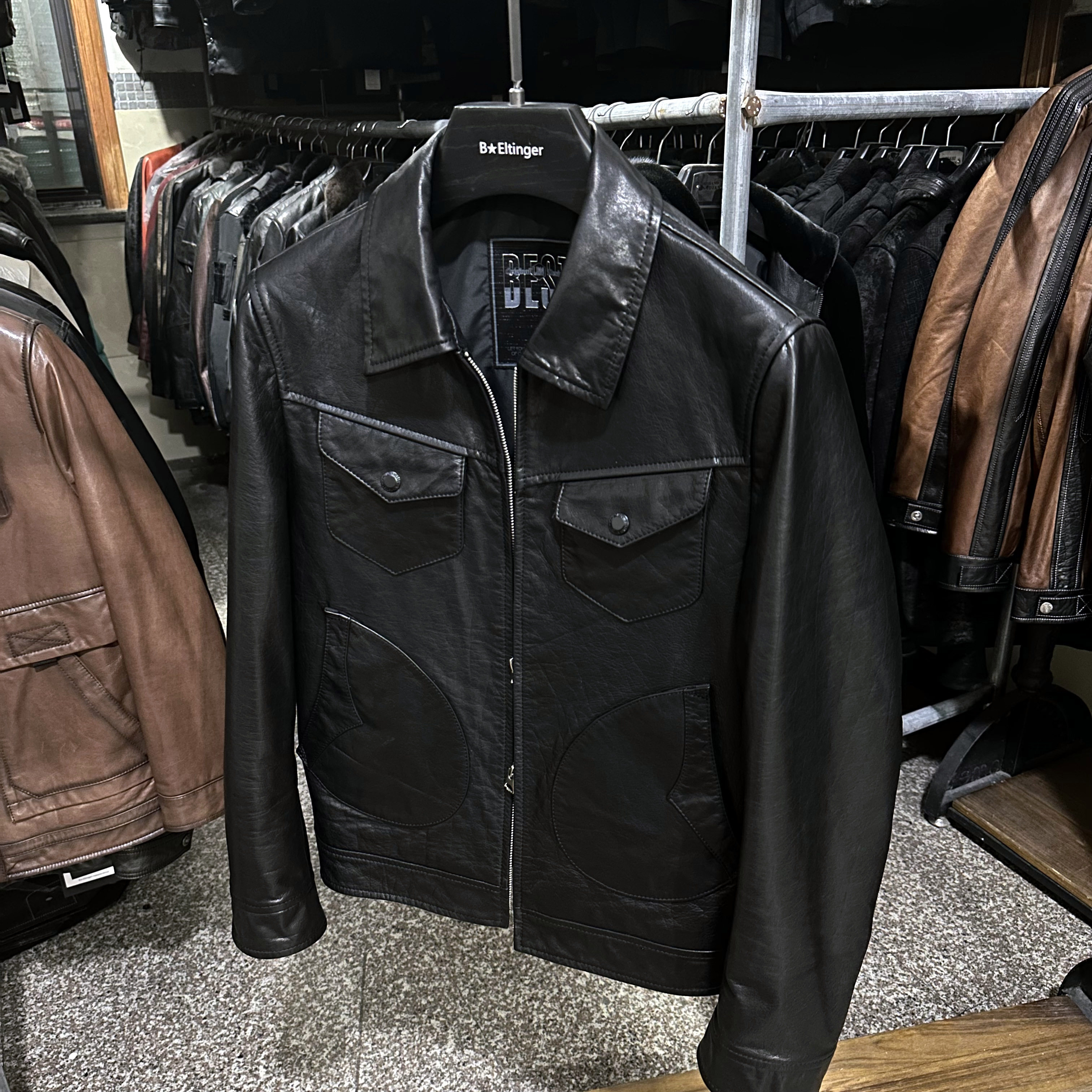 男士黑色短款头层牛皮时尚复古做旧翻领修身门多萨真皮皮衣夹克男,淘宝优惠券,粉丝福利购,淘宝优惠卷