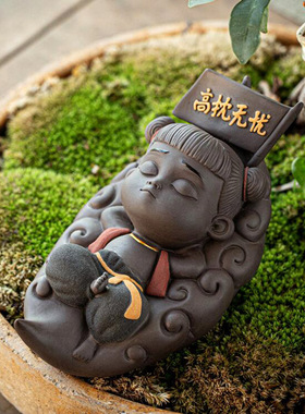 紫砂卡通哪吒桌面创意陶瓷礼品