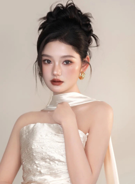 新娘丝带挂脖飘带纯色丝巾围巾绑包带领巾晚礼服晨袍服装饰品配饰