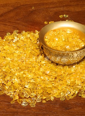 黄水晶碎石家居装饰摆件水晶元宝