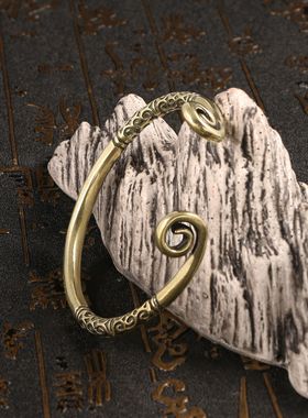 纯黄铜紧箍咒手镯男士仿古铜手饰