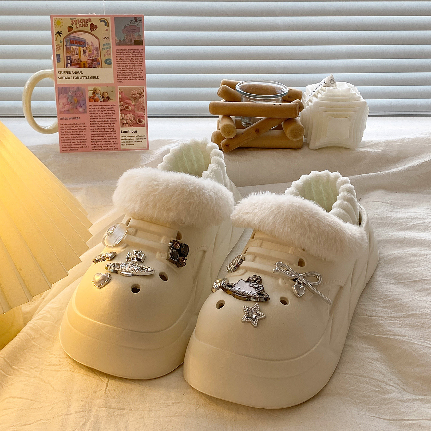 甜心小猫~加绒洞洞鞋女2025新款秋冬增高保暖防滑外穿包跟棉鞋女,淘宝优惠券,粉丝福利购,淘宝优惠卷