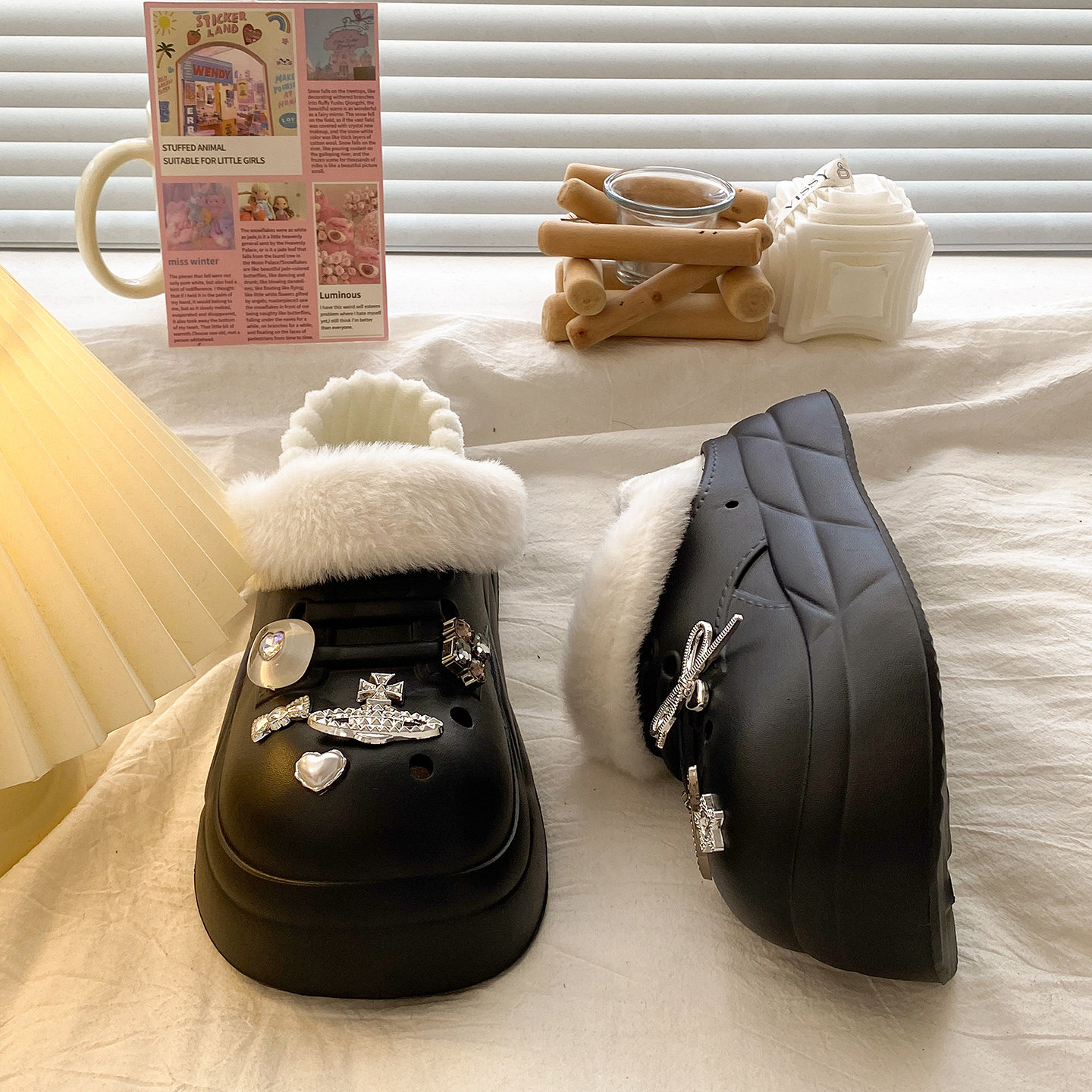 甜心小猫~加绒洞洞鞋女2025新款秋冬增高保暖防滑外穿包跟棉鞋女,淘宝优惠券,粉丝福利购,淘宝优惠卷