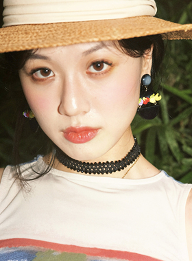 BOMBCACA热带岛屿系列 晚间水果 原创彩色独特设计高级感圆形耳环