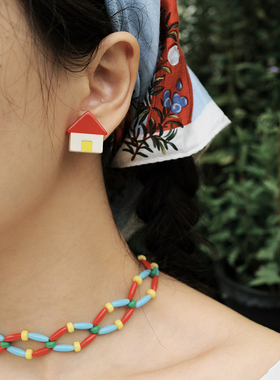 BOMBCACA放牛班的秋天系列 彩色篱笆 原创格纹串珠可爱项链choker