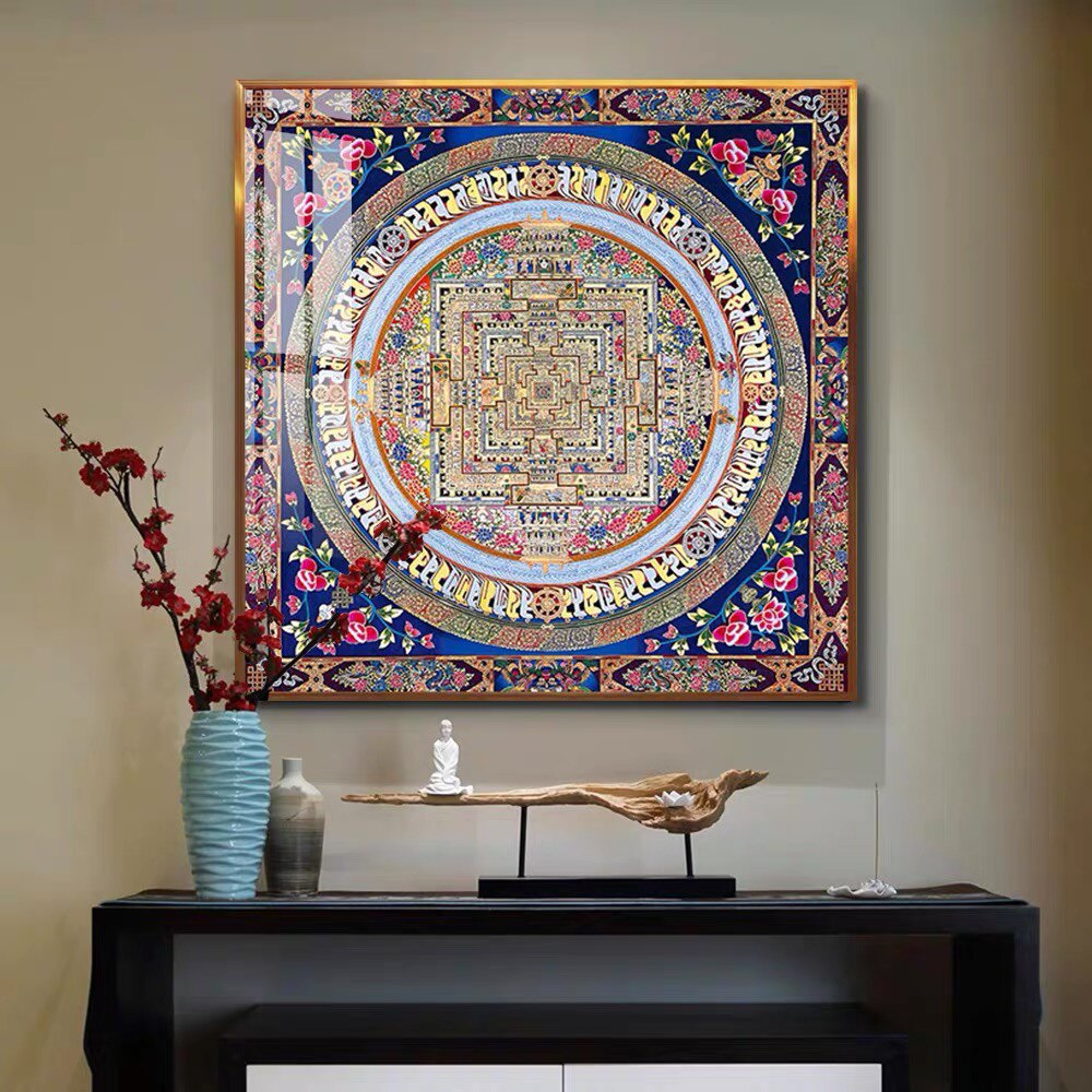 印花包邮dmc纯棉绣线十字绣套件客餐厅唐卡曼荼罗 时来运转 坛城1