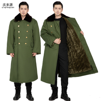 Military Grand Coat Mens Army Coat Cotton Clothing Green Winter Thickening Long-Style Cold Bank Anti-Cold Cotton Clothing Labor Security Great Coat