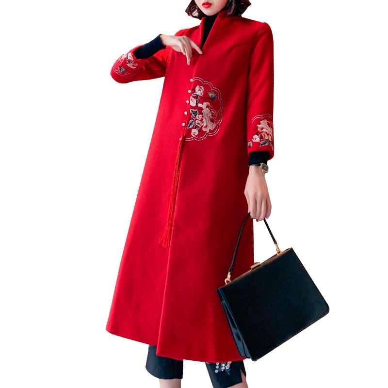 刺绣唐装年轻版中国风汉服冬装旗袍 品唐斋民族服装/舞台装