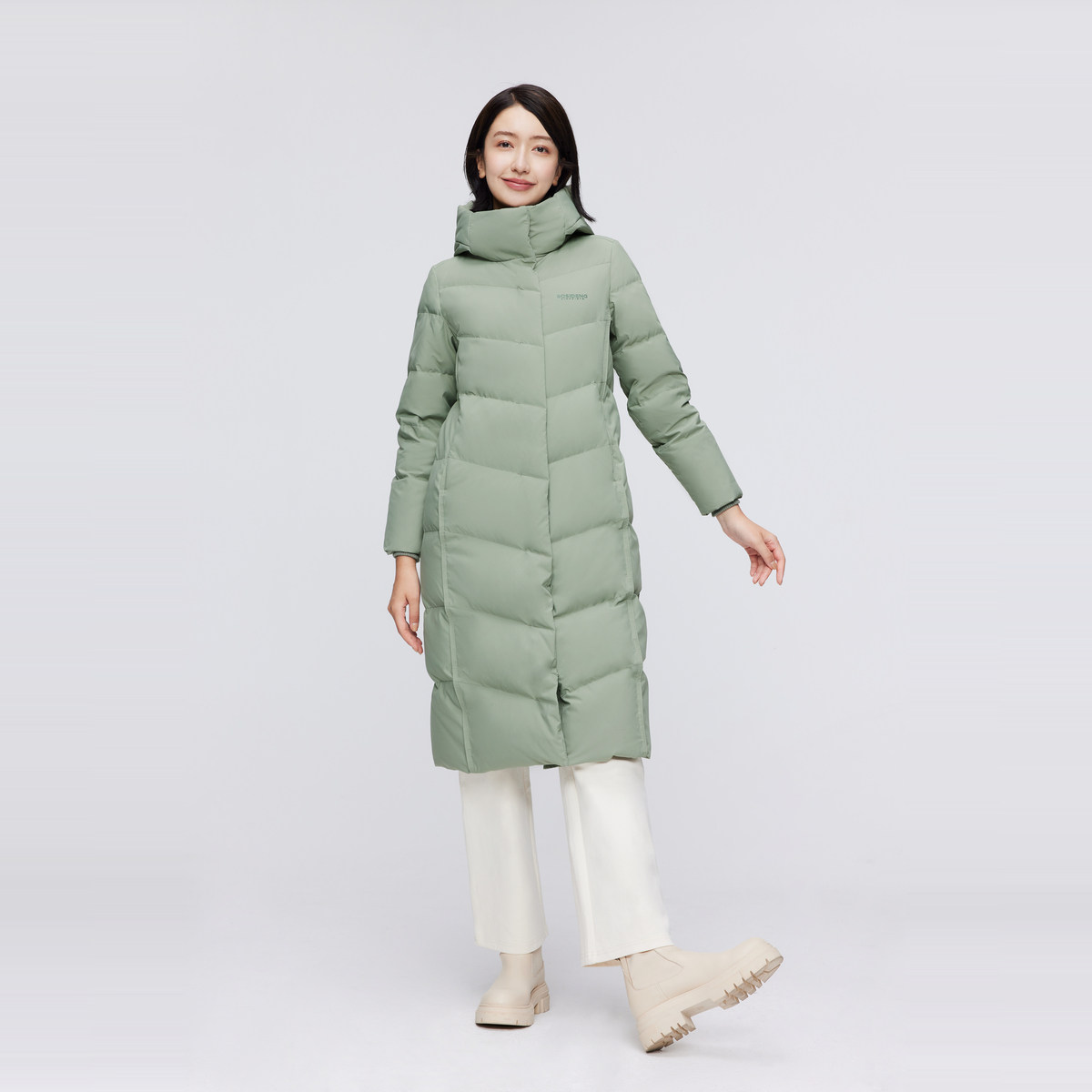 波司登羽绒服女冬季简约加厚版本保暖红色过年连帽过膝长款外套 - 图2