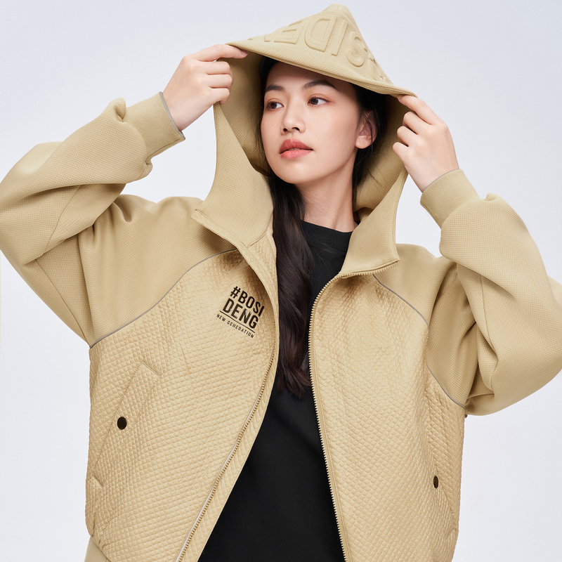 波司登2023男女情侣款鹅绒连帽短款舒适弹力卫衣羽绒服B30133720