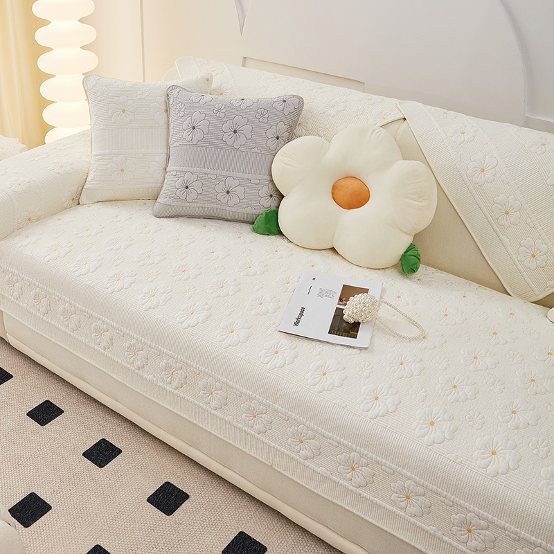 纯棉全棉沙发垫现代简约四季通用双面刺绣靠背巾布艺沙发坐垫套罩