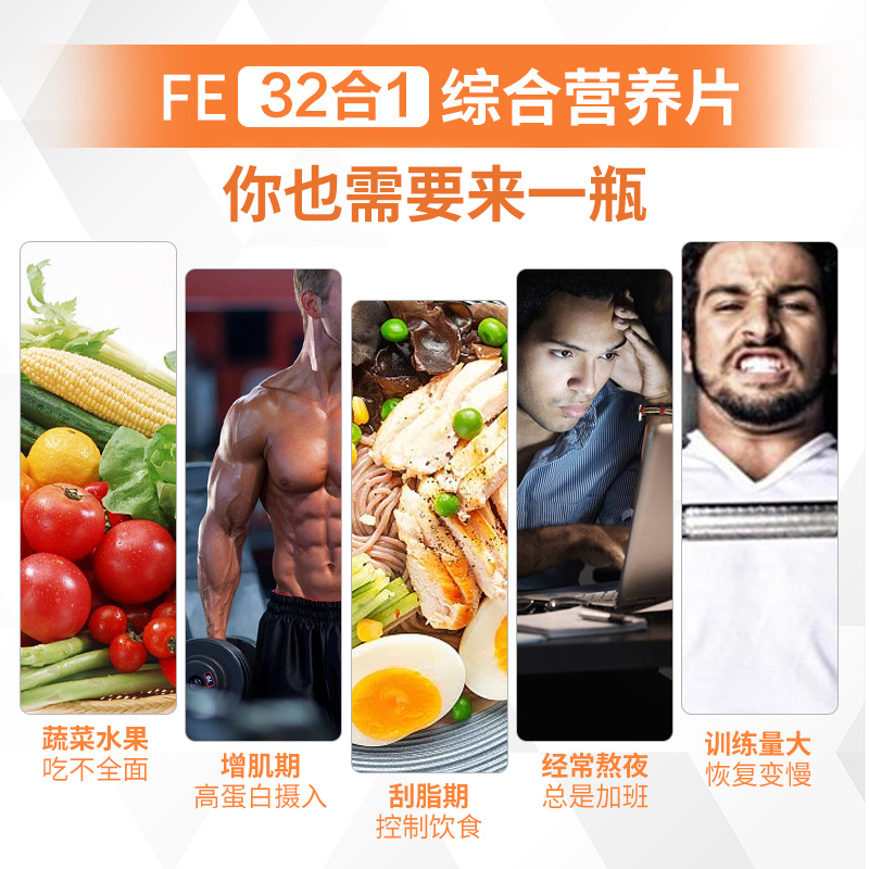 FE 32种复合多种维生素矿物质片锌镁钙维生素B族VD运动维生素1送1-图1