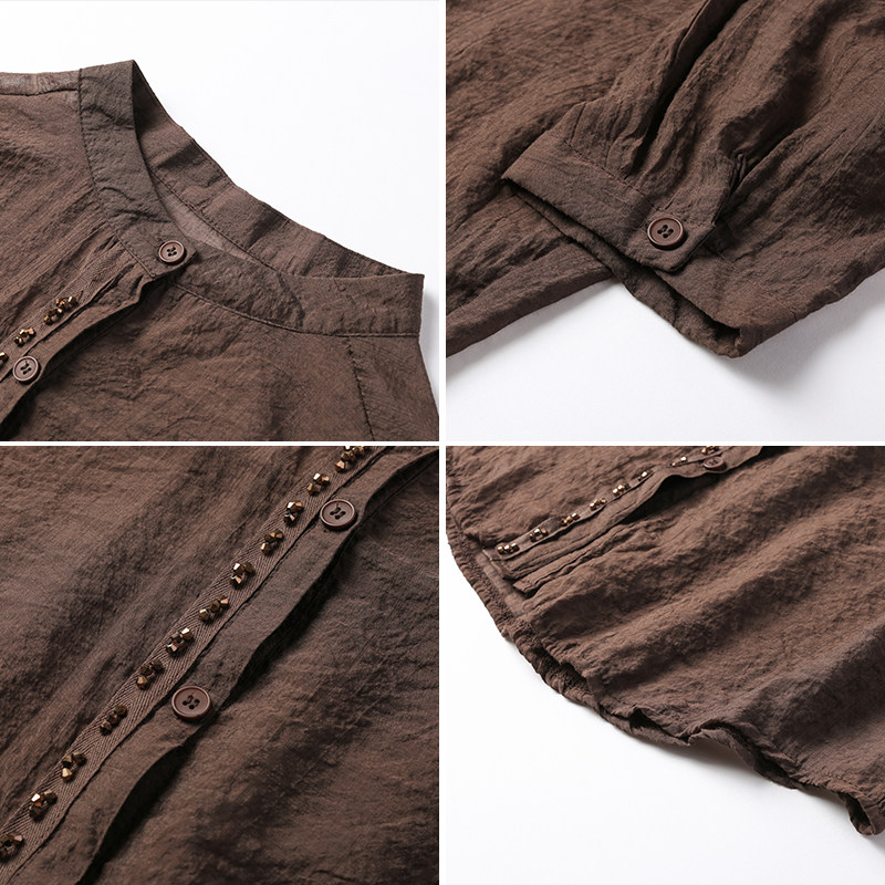 秋比超薄雪纺衫半袖2020夏季衬衣 qiubi服饰蕾丝衫/雪纺衫