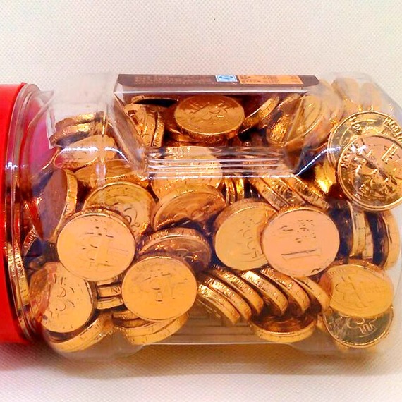 包邮460g2桶装代可可脂零休闲食品结婚庆喜糖果 帝诺 金币巧克力 - 图2