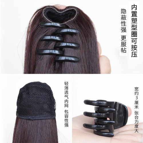 假发女短马尾夏 抓夹大波浪中长短款假马尾梨花卷发辫子自然仿真 - 图2