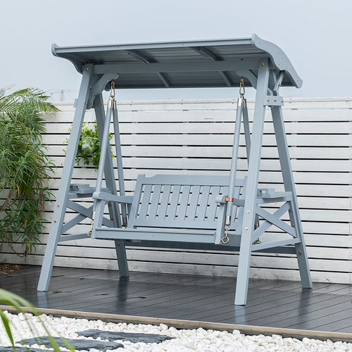 户外秋千吊椅家用室内阳台吊床椅室外庭院实木休闲荡秋千双人摇椅 - 图0