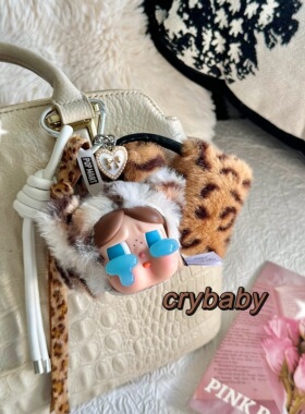 正版泡泡玛特哭娃CRYBABY豹豹猫猫搪胶毛绒可爱包挂件钥匙扣挂件