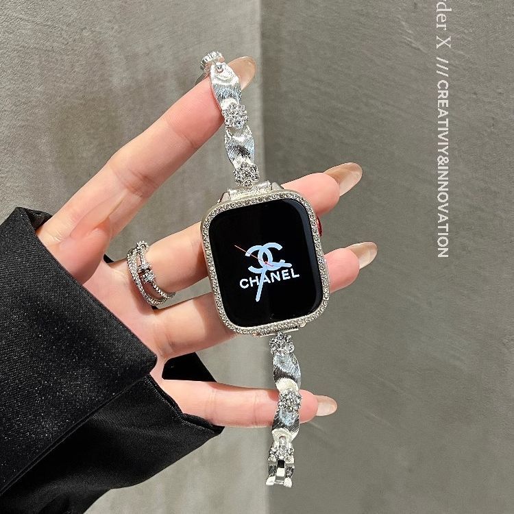 适用适用华为Fit4表带手表fit3表带新女金属丝绸纹红米5手环小米9 - 图1