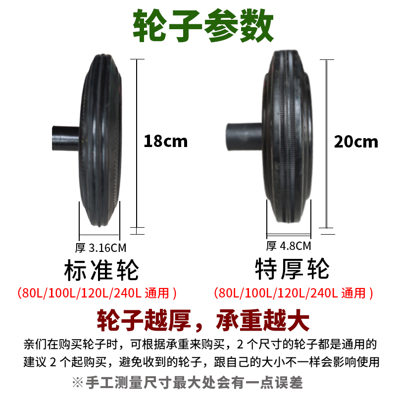 垃圾桶轮子配件通用240升120l户外大号环卫桶的轮胎轴毂杆轱辘-图1