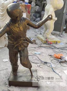 小孩商业街梦想景观铜雕像定制