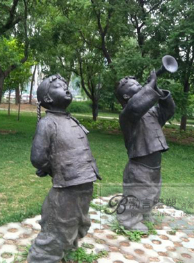 玻璃钢铸铜宣传陕西人物唢呐广场