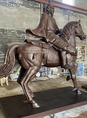 铸铜将军岳飞骑马雕塑