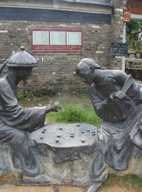 下棋对弈雕塑民俗文化下象棋人物