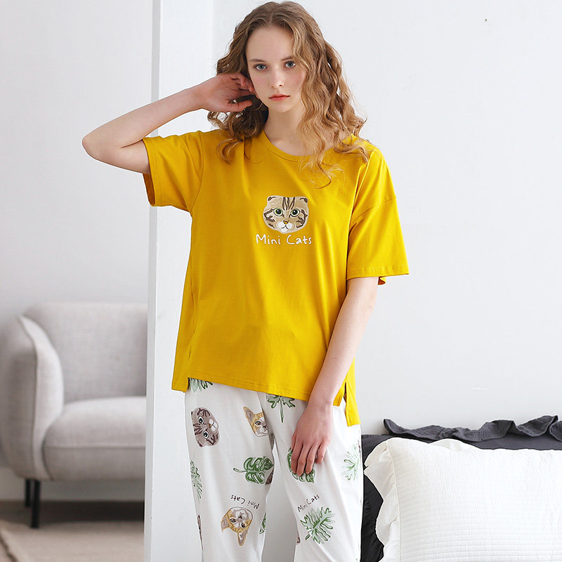 达尔丽夏季纯棉短袖套头卡通薄睡衣 达尔丽睡衣/家居服套装