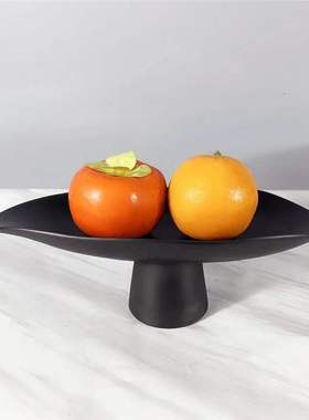 轻奢极简黑白树脂高脚果盘品简约北欧软装售楼样板间饰品摆件