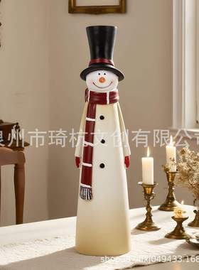 亚马逊新品红围巾雪人树脂庭院客厅玄关园艺摆件树脂庭院装饰