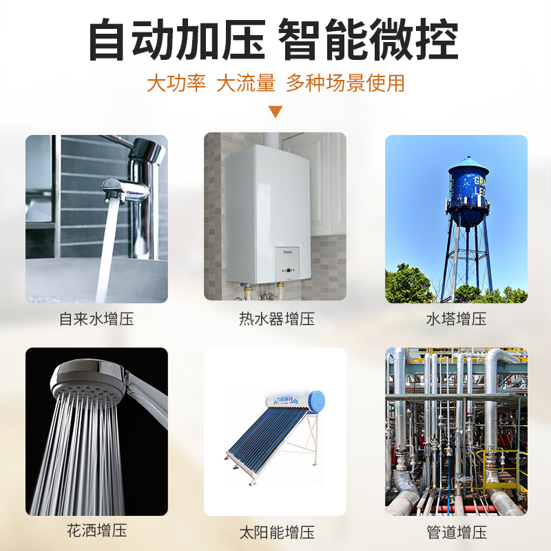 臣源自来水增压泵家用全自动热水器太阳能管道加压泵小型水泵220V-图1