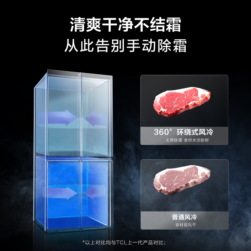 tcl405升四门十字对开风冷电冰箱 tcl冰箱厨房冰箱