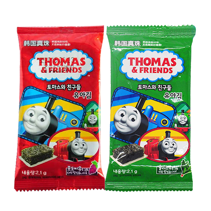 友淘母婴专营店托马斯海苔即食紫菜拌饭辅食儿童小吃零食低盐1岁宝宝送婴儿湿巾2
