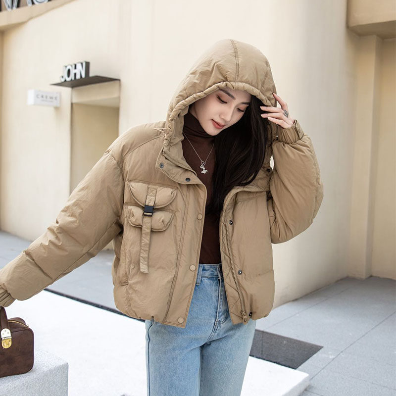韩版短款连帽羽绒服女小个子2025新款简约时尚潮流设计感休闲外套