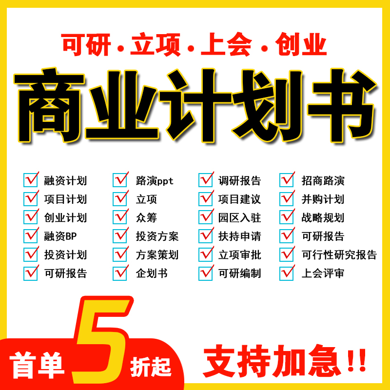 商业计划书撰写代做可行性研究报告项目立项创业融资方案策划PPT - 图1