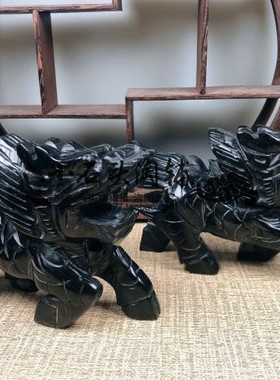 黑玉麒麟玉石摆件礼品