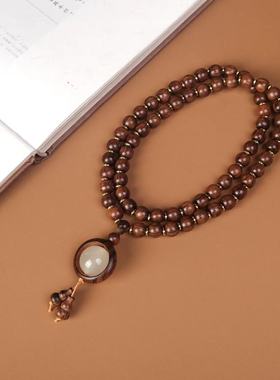 黄花梨小叶紫檀夜光竹节套装佛珠手串木质文玩男女情侣小众款手链