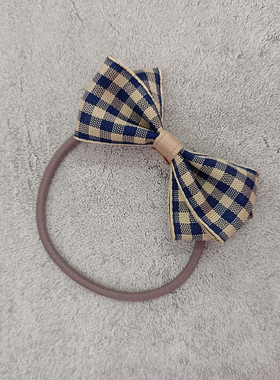 田园风调皮少女藏蓝小蝴蝶结发绳