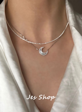 JesShop波光粼粼925银锁骨链女