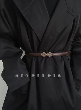 黑色复古高级感可调节时尚腰带