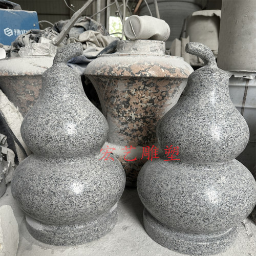 石雕葫芦花岗岩摆件天然青石雕刻客厅玄关庭雕刻大小件定制石葫芦 - 图3