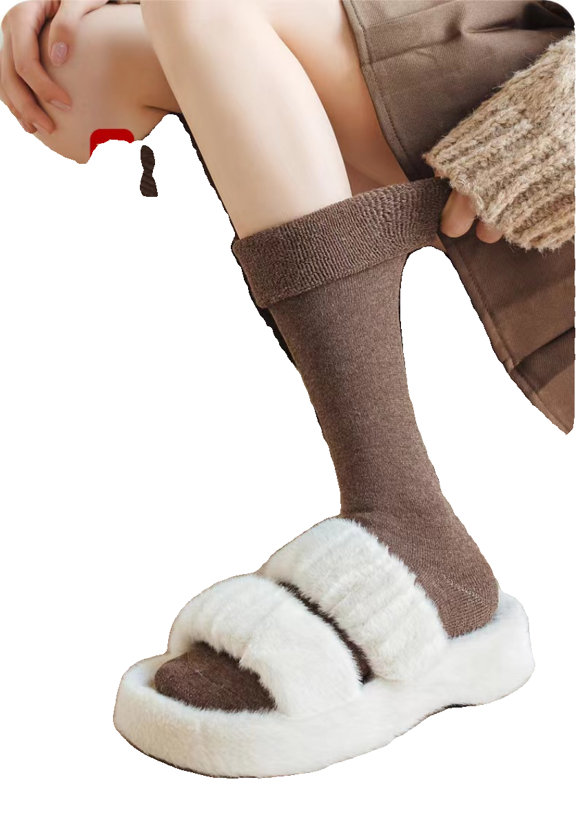 小腿袜子女百搭中筒袜秋冬季加绒加厚保暖长袜冬天毛圈月子长筒袜,淘宝优惠券,粉丝福利购,淘宝优惠卷