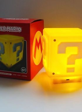 马里奥问号箱小夜灯网红周边摆件