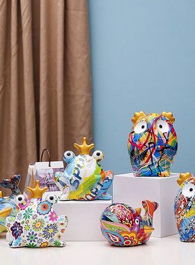 创意陶瓷鲸鱼摆件客厅酒柜玄关蓝色电视机柜小众高级艺术感装饰品