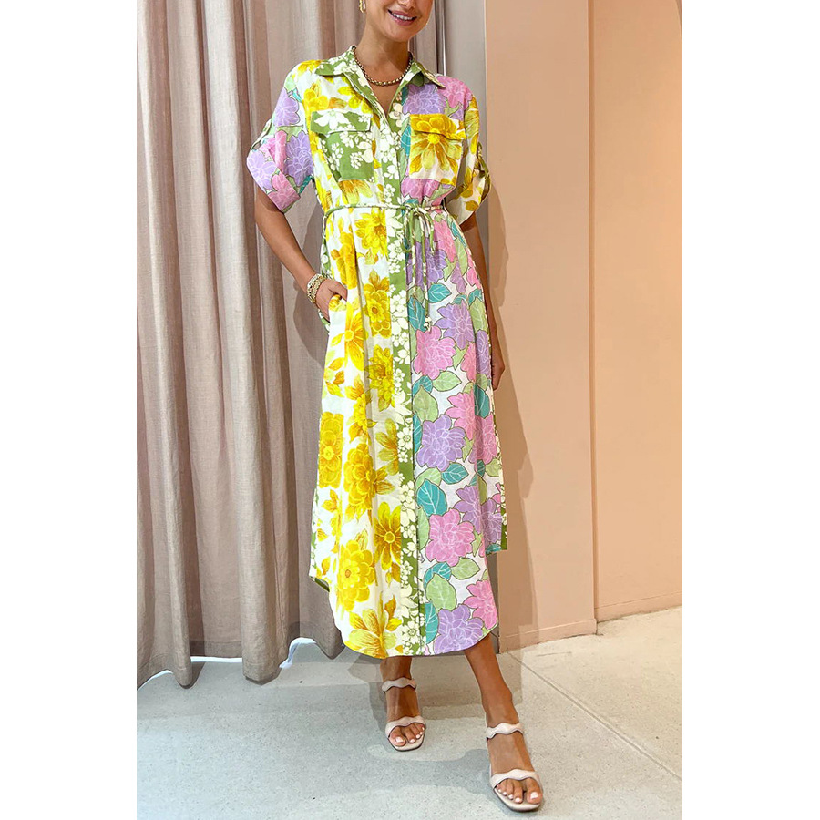 Womens Summer Bohemian Dresses Casual Flowy Tunic Shirtdress - 图2